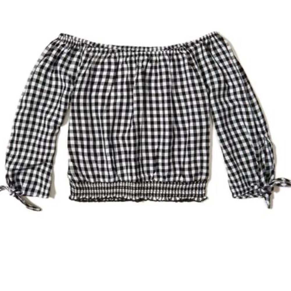 Plaid Hollister Off the shoulder Top
